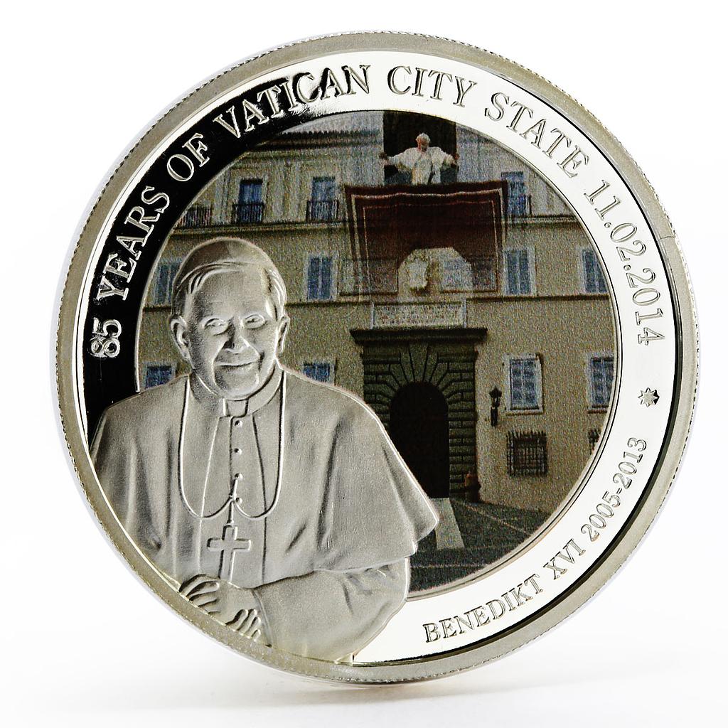 Benin 500 francs 85 Years of Vatican State Pope Benedict XVI silver coin 2014