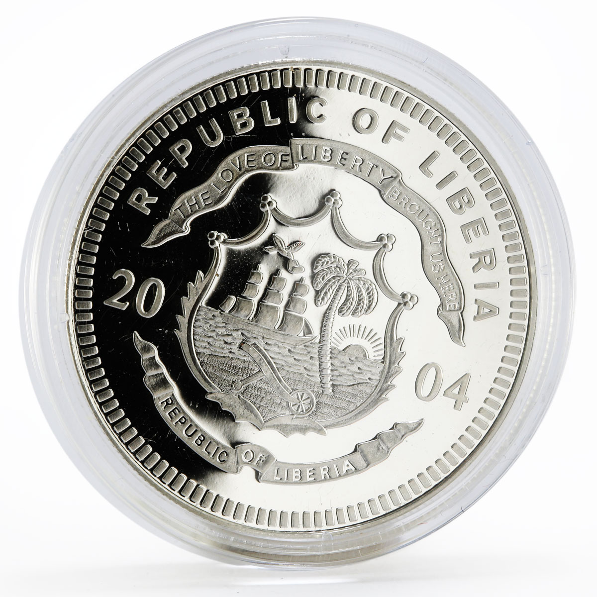 Liberia 20 dollars Athens Olympic Games series Tennis proof silver coin 2004