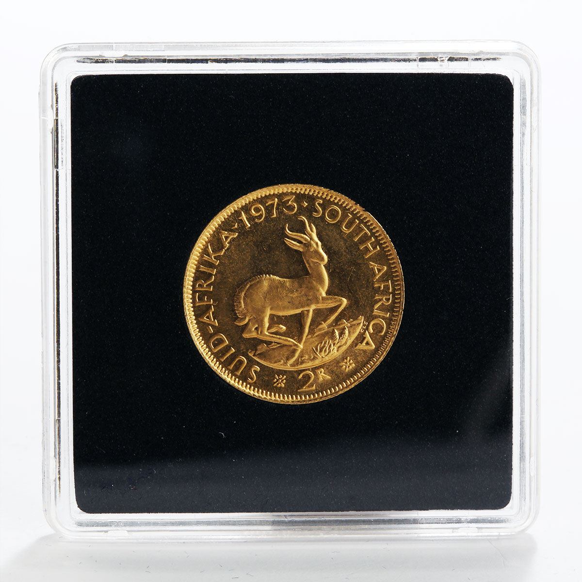 South Africa 2 rand Jan van Riebeeck Suid-Afrika Springbok gold coin 1973
