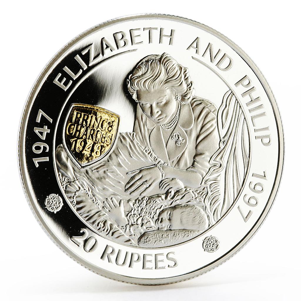 Mauritius 20 rupees 50th Birth of Prince Charles Philip proof silver coin 1997