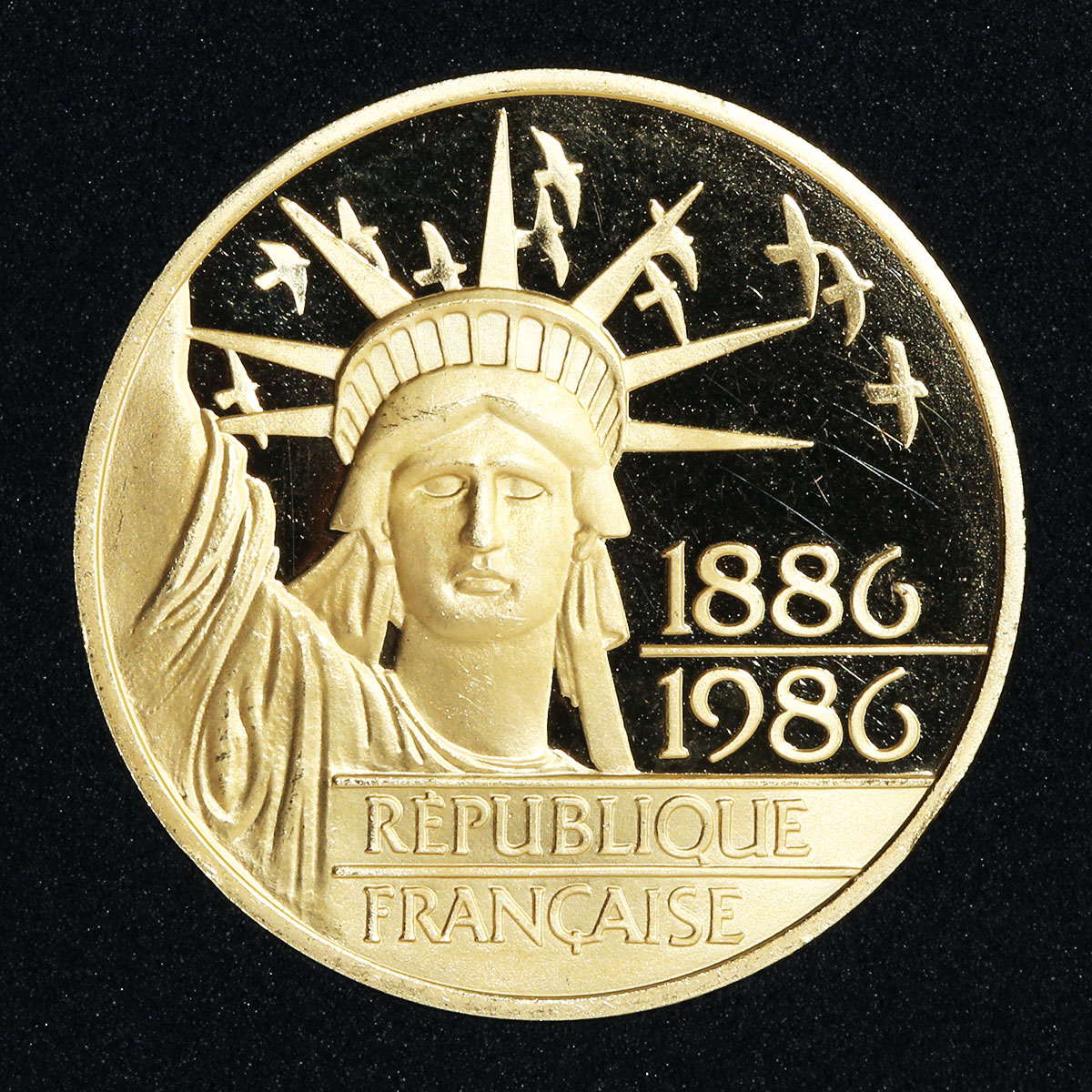 France 100 Francs 100th Anniversary Statue Of Liberty Gold Coin 1986