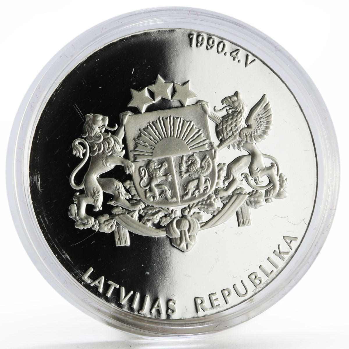 Latvia 1 lats State series Rebirth of the State proof silver coin 2007
