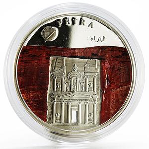 Mongolia 500 togrog New 7 Wonders series Petra City Temple silver coin 2008