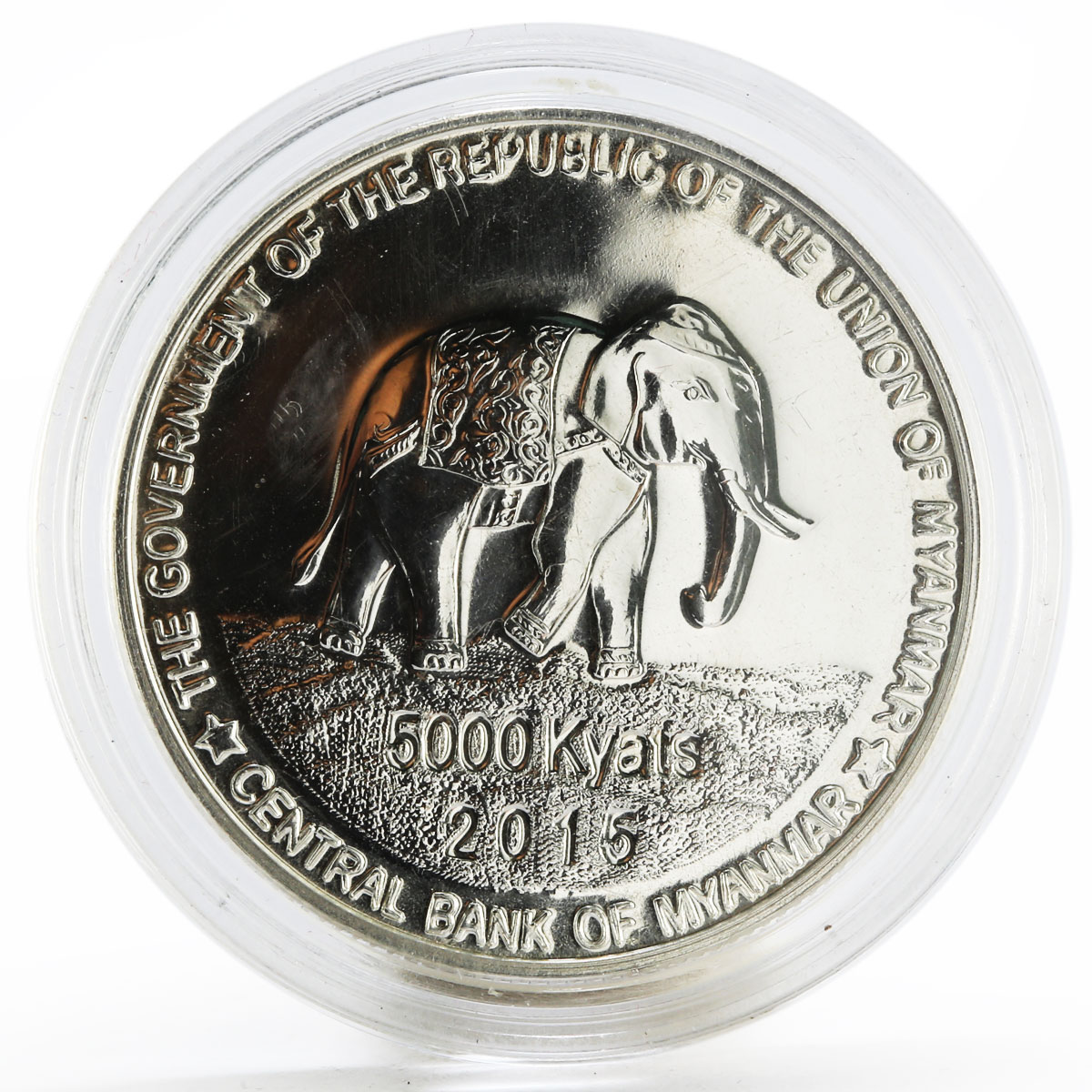 Myanmar 5000 kyats Government of Republic of Union Myanmar silver coin 2015