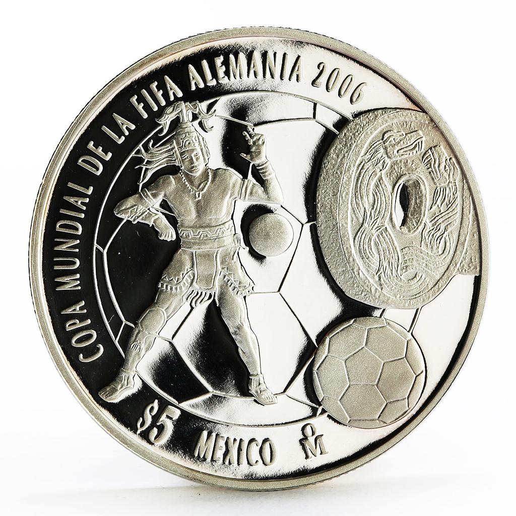 Mexico 5 pesos 2006 World Cup Soccer Games Football proof silver coin 2006