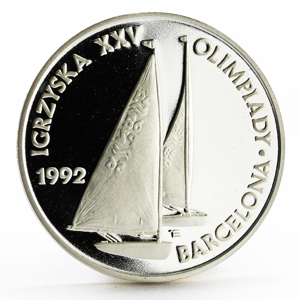 Poland 200000 zlotych Barcelona Olympic Games series Sailboats silver coin 1991