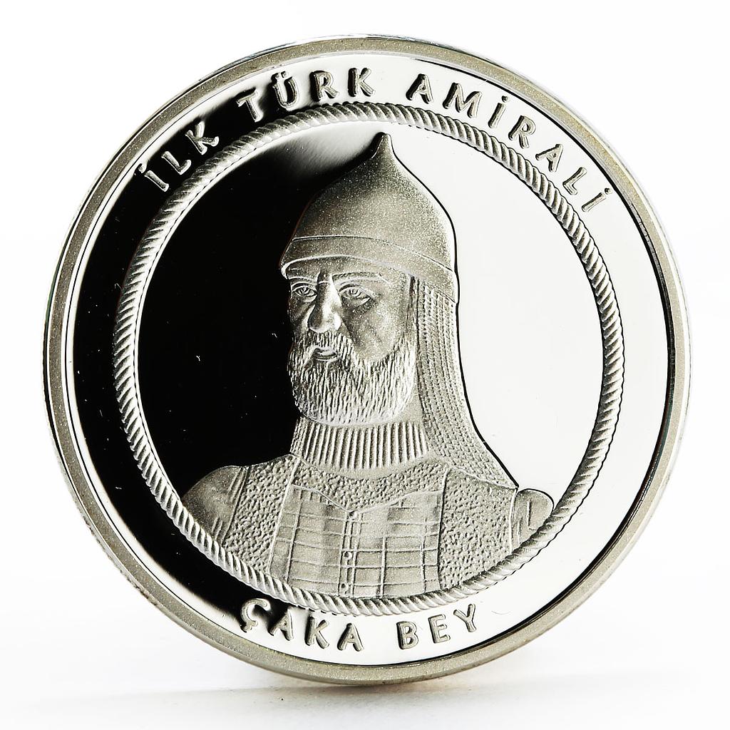 Turkey 20 lira Chaka Bey the Seljuk Commander of Warships proof silver coin 2016