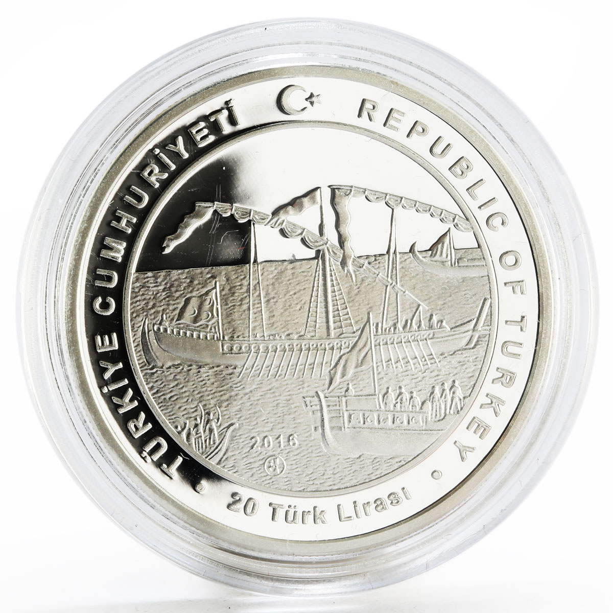 Turkey 20 lira Chaka Bey the Seljuk Commander of Warships proof silver coin 2016