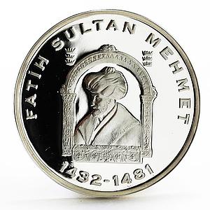 Turkey 15000000 lira 5th Sultan Mehmet II Head Facing Politics silver coin 2004
