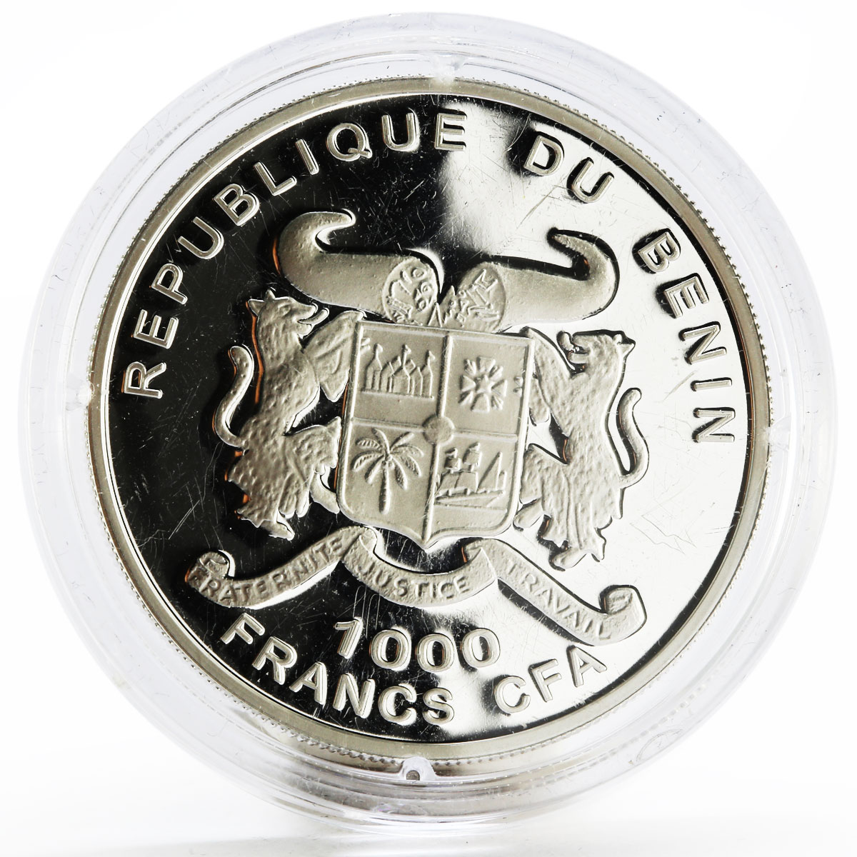 Benin 1000 francs Amerigo Vespucci Ship Discovering of America silver coin 2005