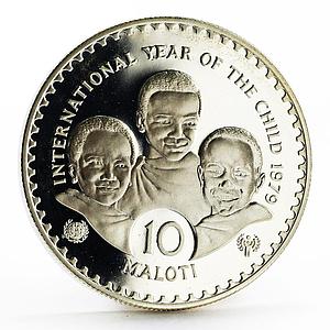 Lesotho 10 maloti International Year of the Child proof silver coin 1979