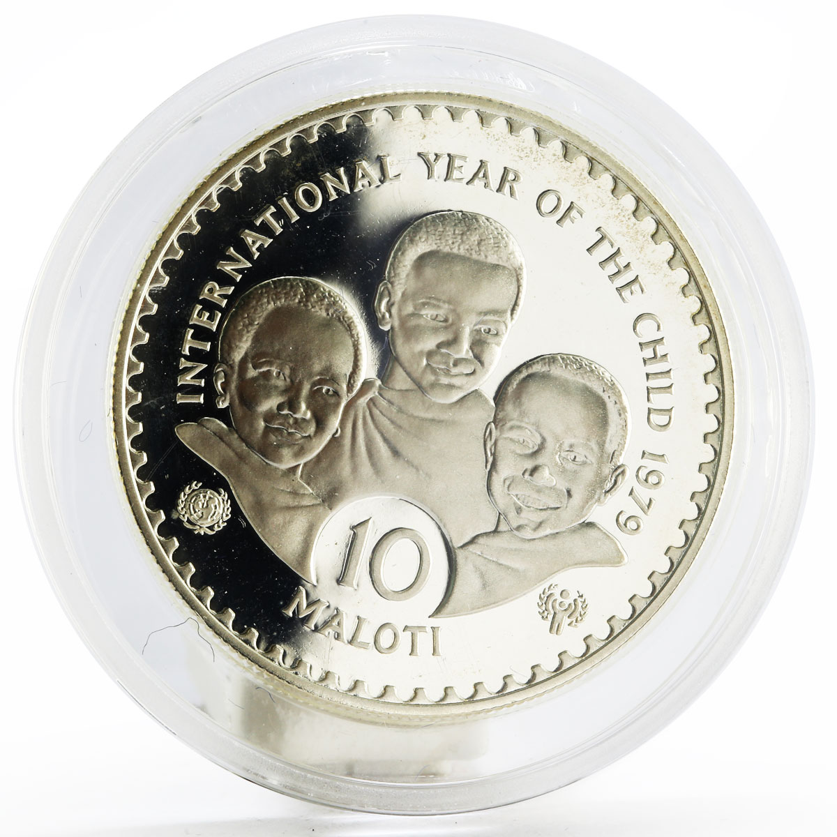 Lesotho 10 maloti International Year of the Child proof silver coin 1979