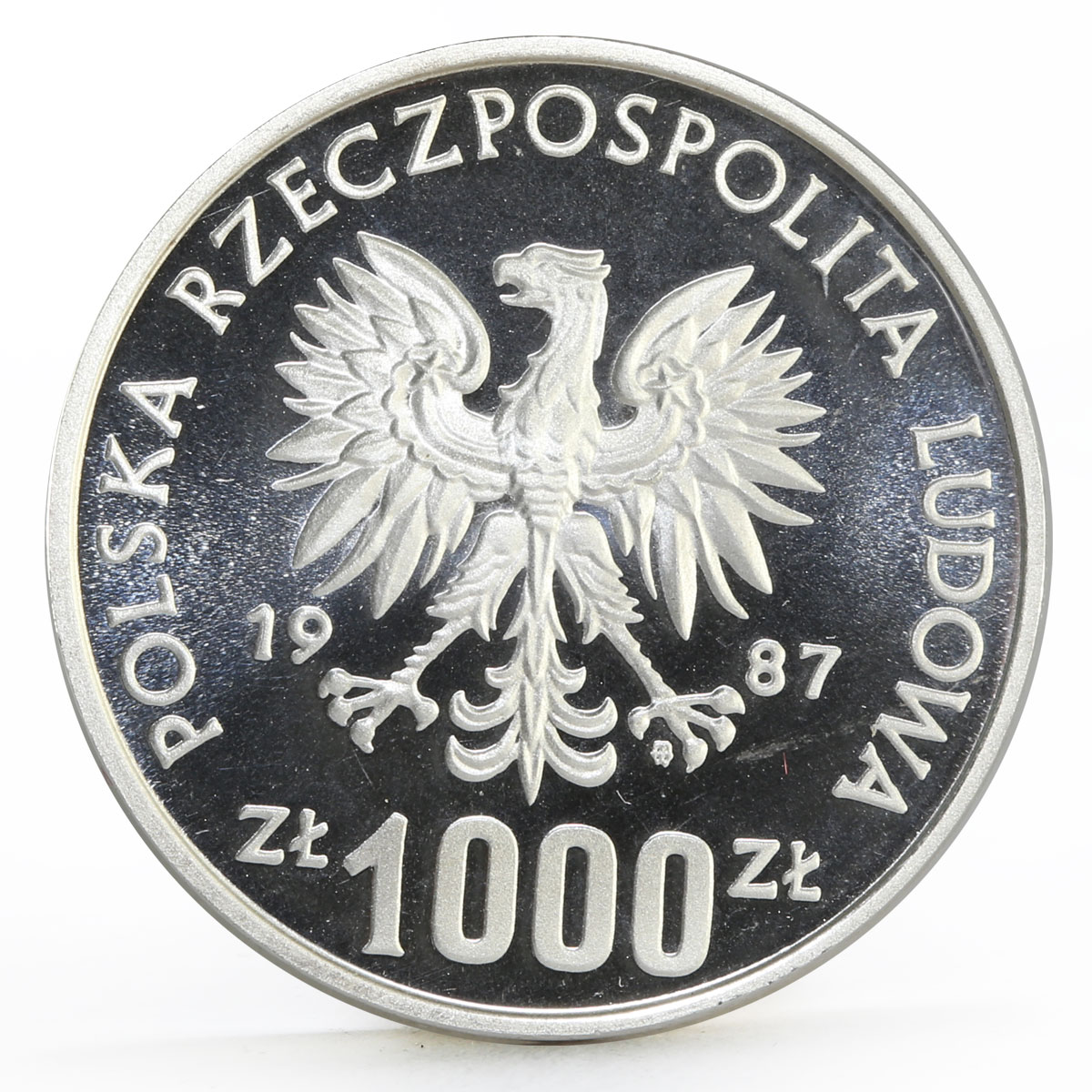 Poland 1000 zlotych Seoul Olympic Games Target Archery proba silver coin 1987