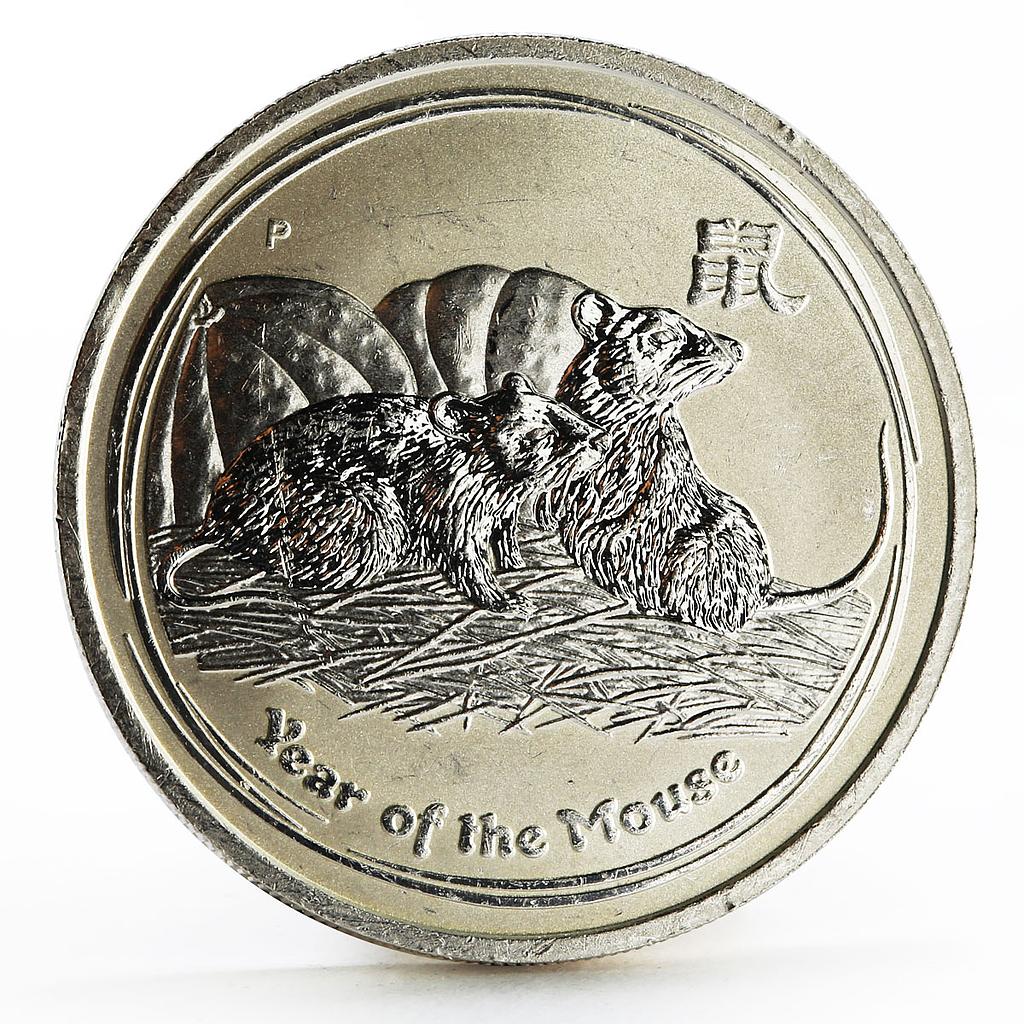 Australia 50 cents Lunar Calendar series II Year of the Mouse silver coin 2008