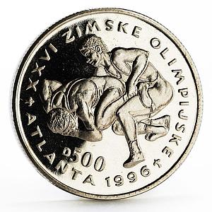 Bosnia and Herzegovina 500 dinara Atlanta Olympics Wrestlers nickel coin 1996