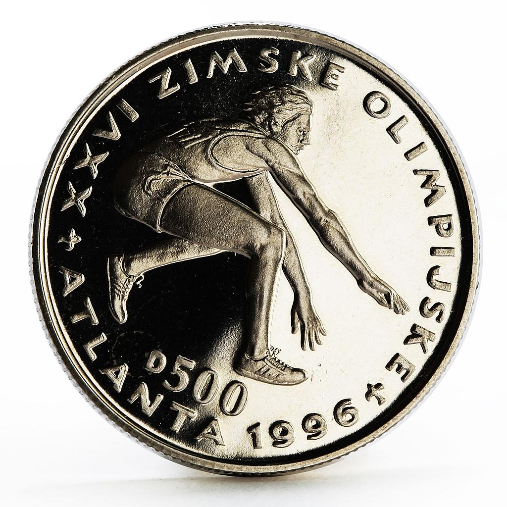 Bosnia and Herzegovina 500 dinara Atlanta Olympics Long Jumper CuNi coin 1996