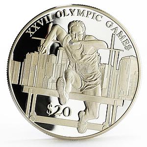 Liberia 20 dollars Sydney Olympic Games series Hurdling proof silver coin 2000