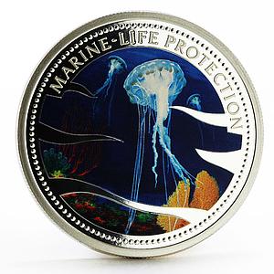 Palau 5 dollars Marine Life Protection series Sea Jellyfish silver coin 2002