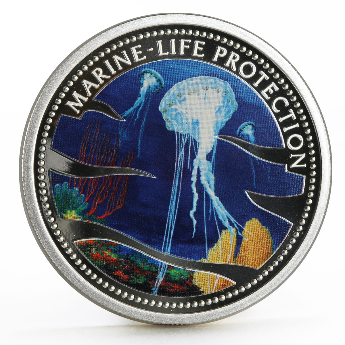 Palau 5 dollars Marine Life Protection series Sea Jellyfish silver coin 2002