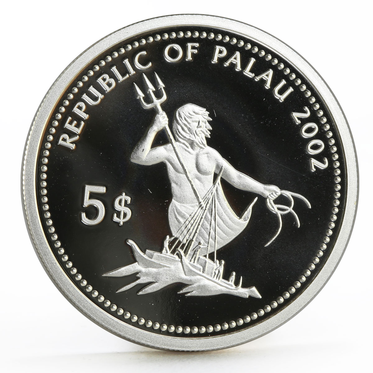 Palau 5 dollars Marine Life Protection series Sea Jellyfish silver coin 2002