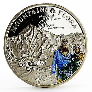 Palau 5 dollars First Ascent of Mountain Everset colored proof silver coin 2013