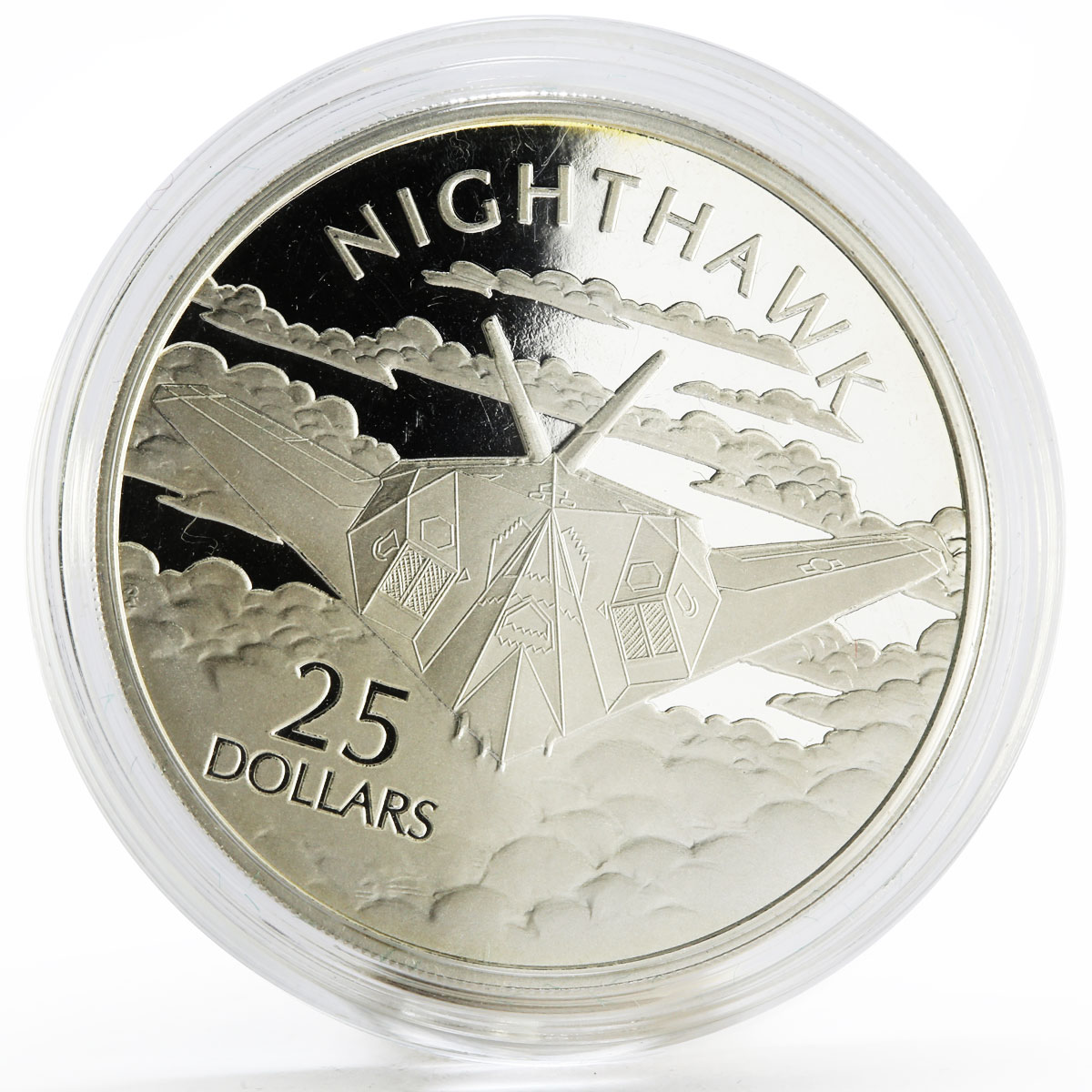Solomon Islands 25 dollars Aircraft series F-117 Nighthawk silver coin 2003