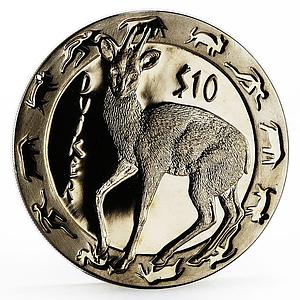 Sierra Leone 10 dollars Nocturnal Animals series Duiker silver coin 2008