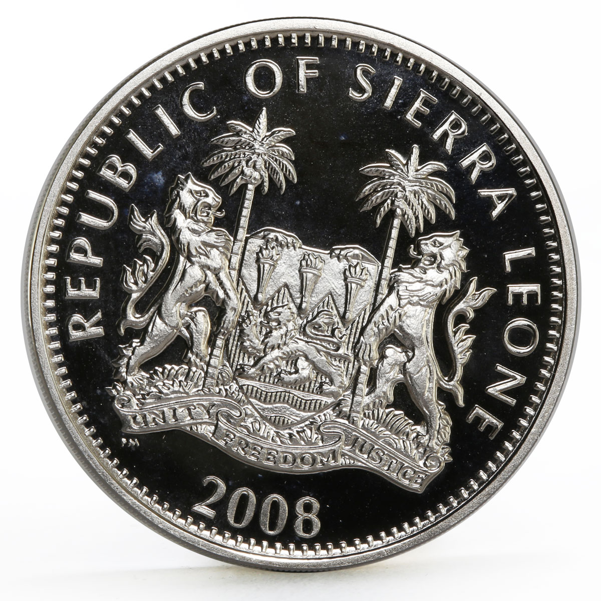 Sierra Leone 10 dollars Nocturnal Animals series Duiker silver coin 2008