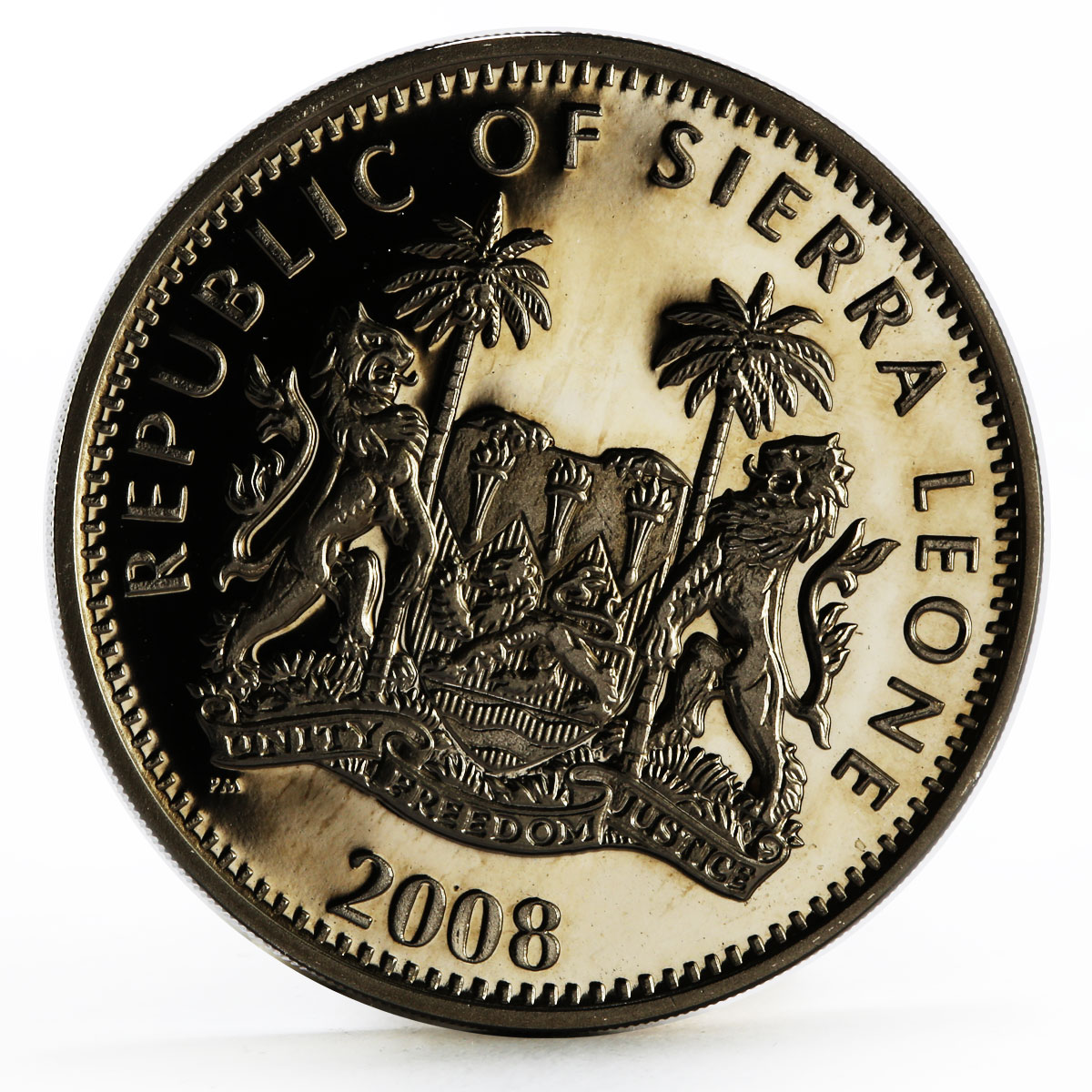 Sierra Leone 10 dollars Nocturnal Animals series Bush Baby silver coin 2008
