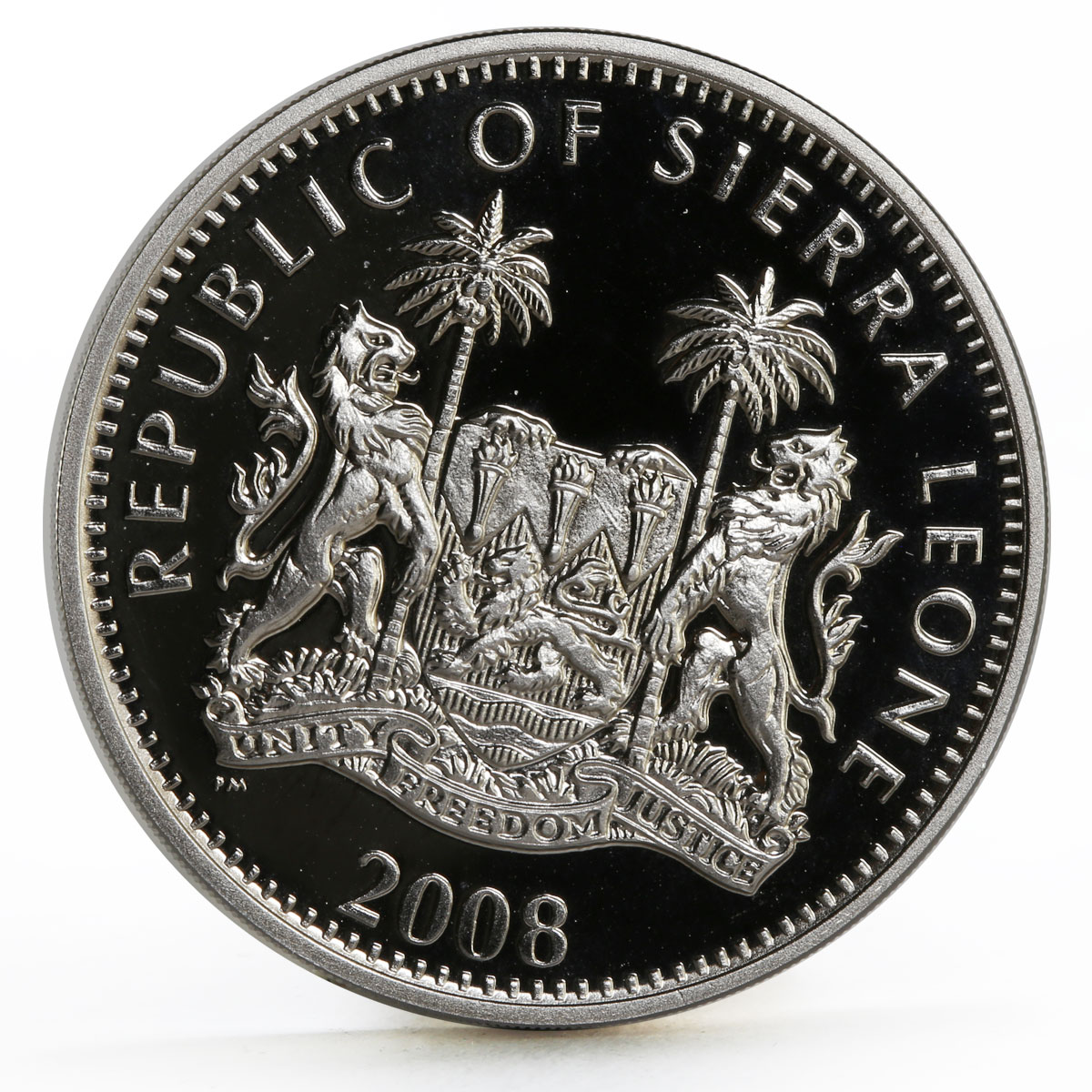 Sierra Leone 10 dollars Nocturnal Animals series Bush Baby silver coin 2008