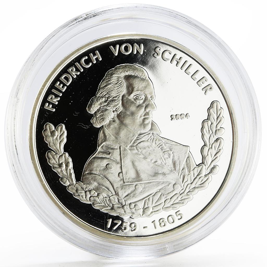 Togo 1000 francs German Themes series Friedrich Von Schiller silver coin 2004