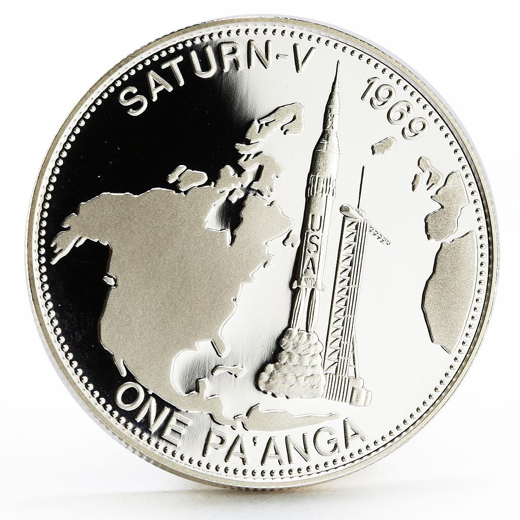 Tonga 1 paanga The Saturn V Rocket Space Flight proof silver coin 1992