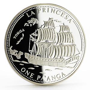 Tonga 1 paanga Sailing Ship La Princesa Princesse Ship proof silver coin 1993