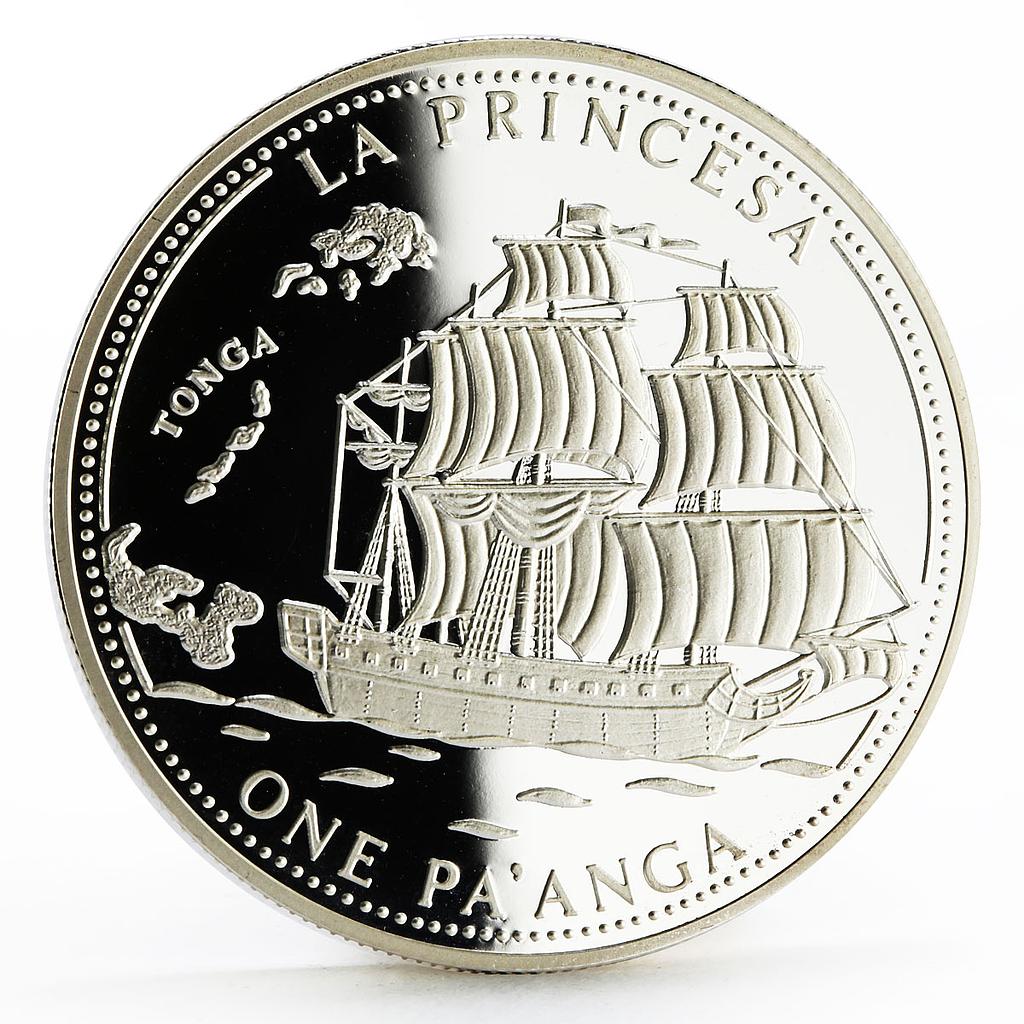 Tonga 1 paanga Sailing Ship La Princesa Princesse Ship proof silver coin 1993