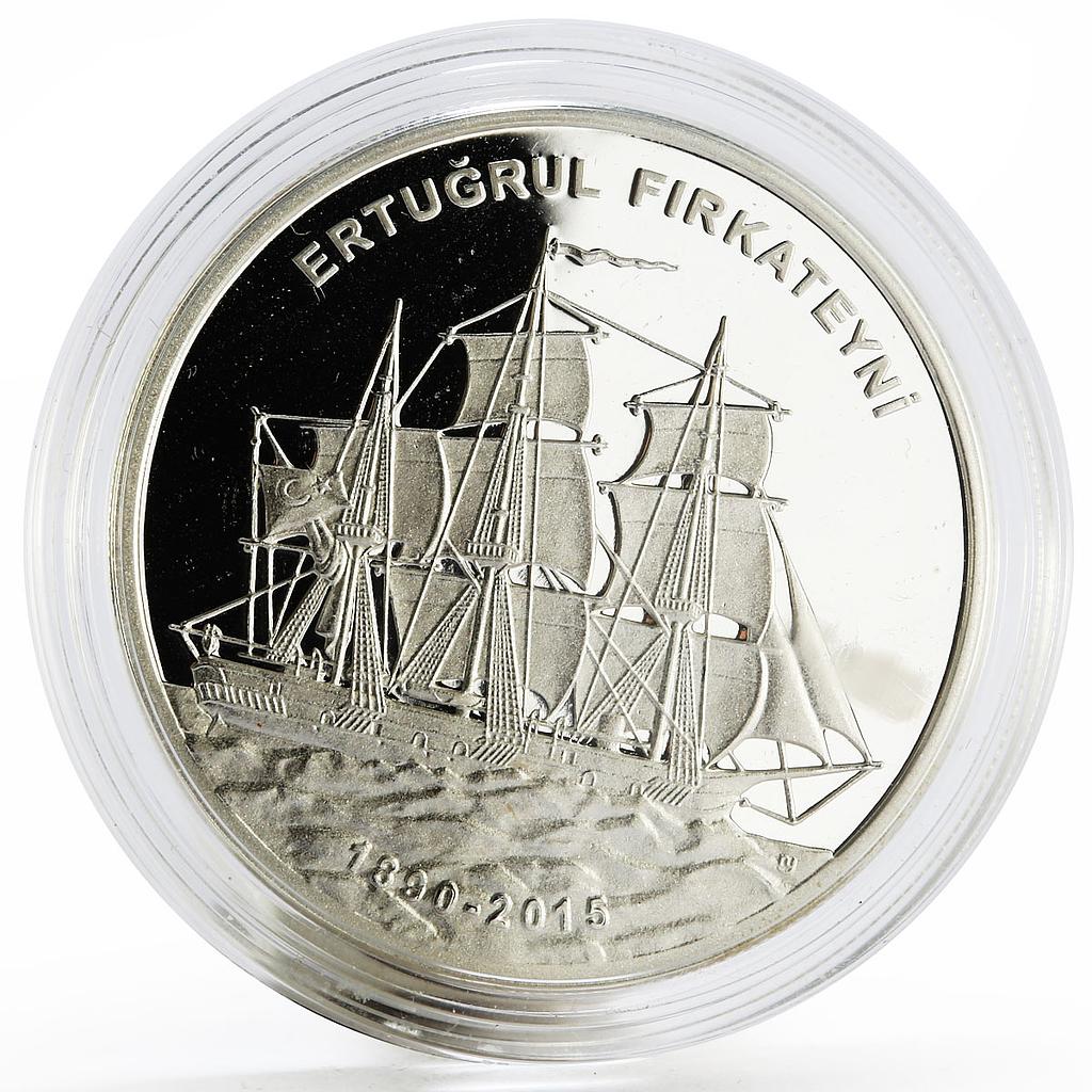 Turkey 20 lira 125th Anniversary of Ottoman Fregate Ertugrul silver coin 2015