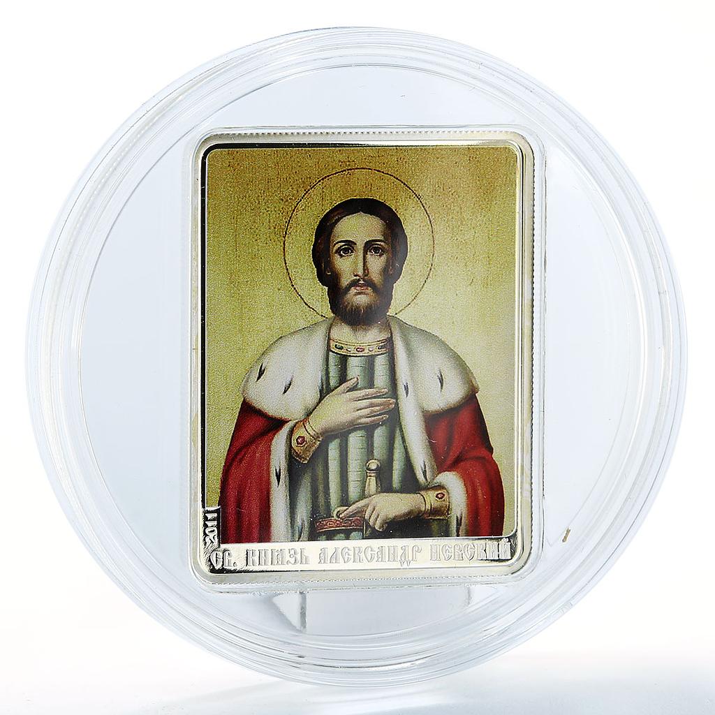 Cook Islands 5 dollars Patron Saints St. Alexander Nevsky silver coin 2011