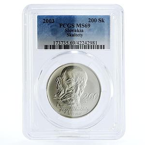 Slovakia 200 korun Josef Skultety Museal Company MS69 PCGS silver coin 2003