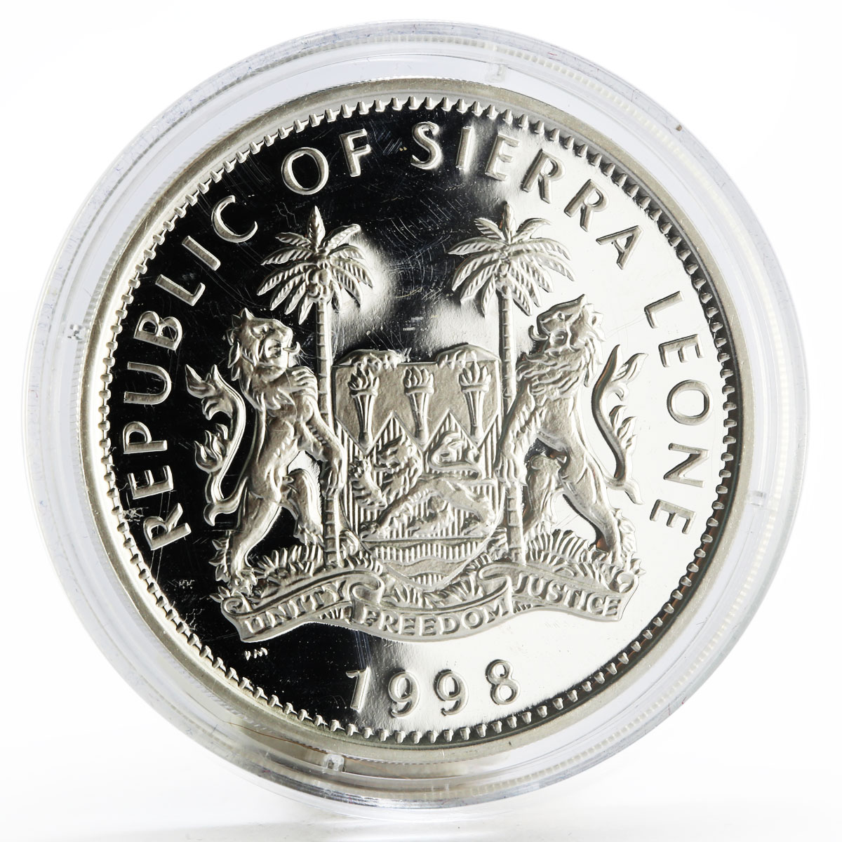 Sierra Leone 10 dollars British Missionary David Livingstone silver coin 1998