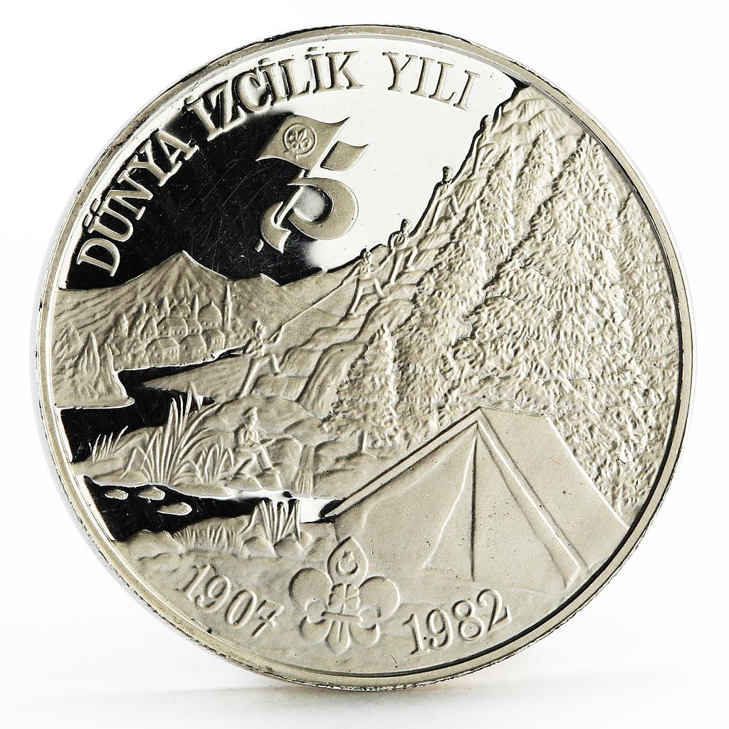 Turkey 3000 lira International Year of the Scout Movement proof silver coin 1982