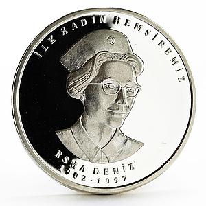 Turkey 20 lira First Turkish Nurse Esma Deniz Red Cross proof silver coin 2015