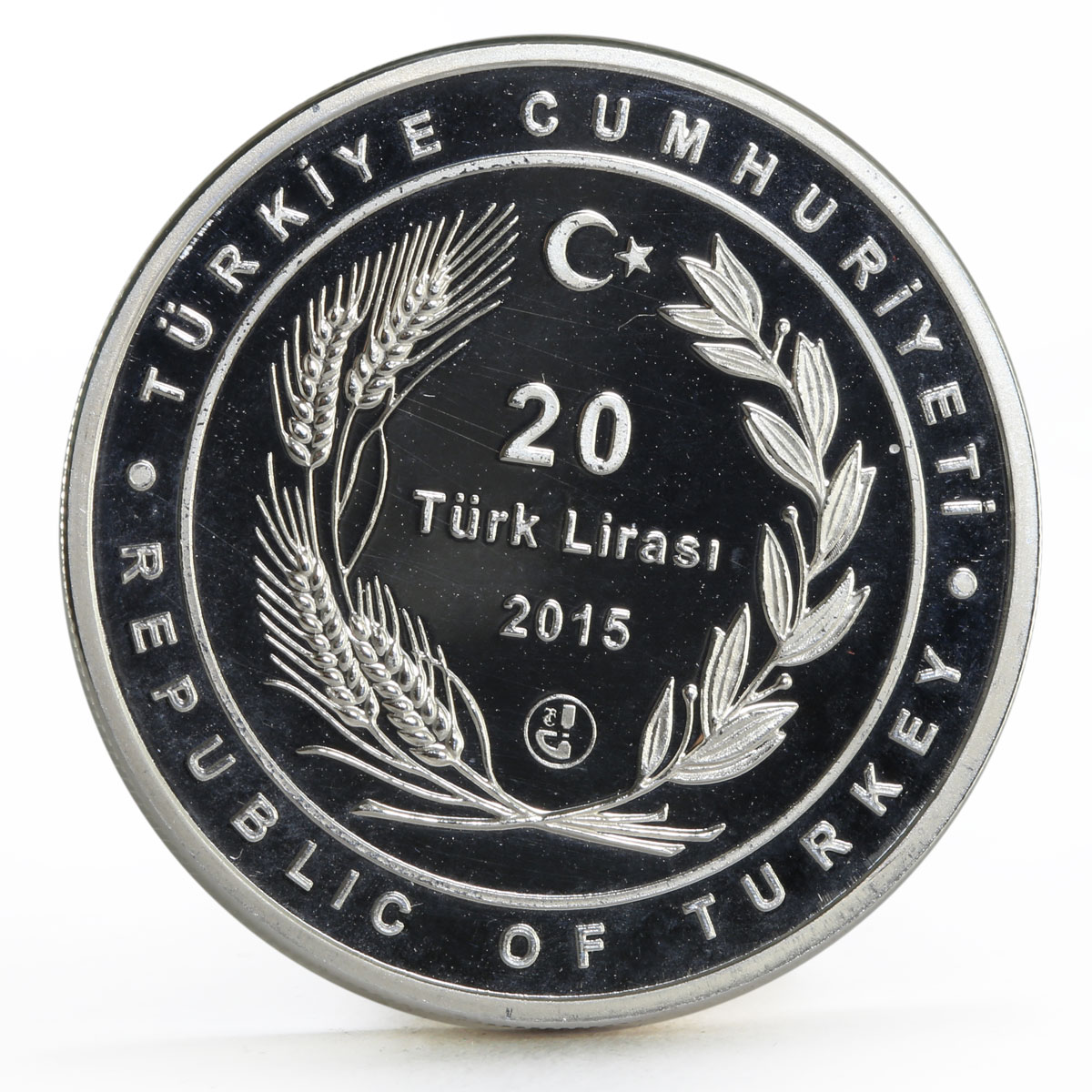 Turkey 20 lira First Turkish Nurse Esma Deniz Red Cross proof silver coin 2015