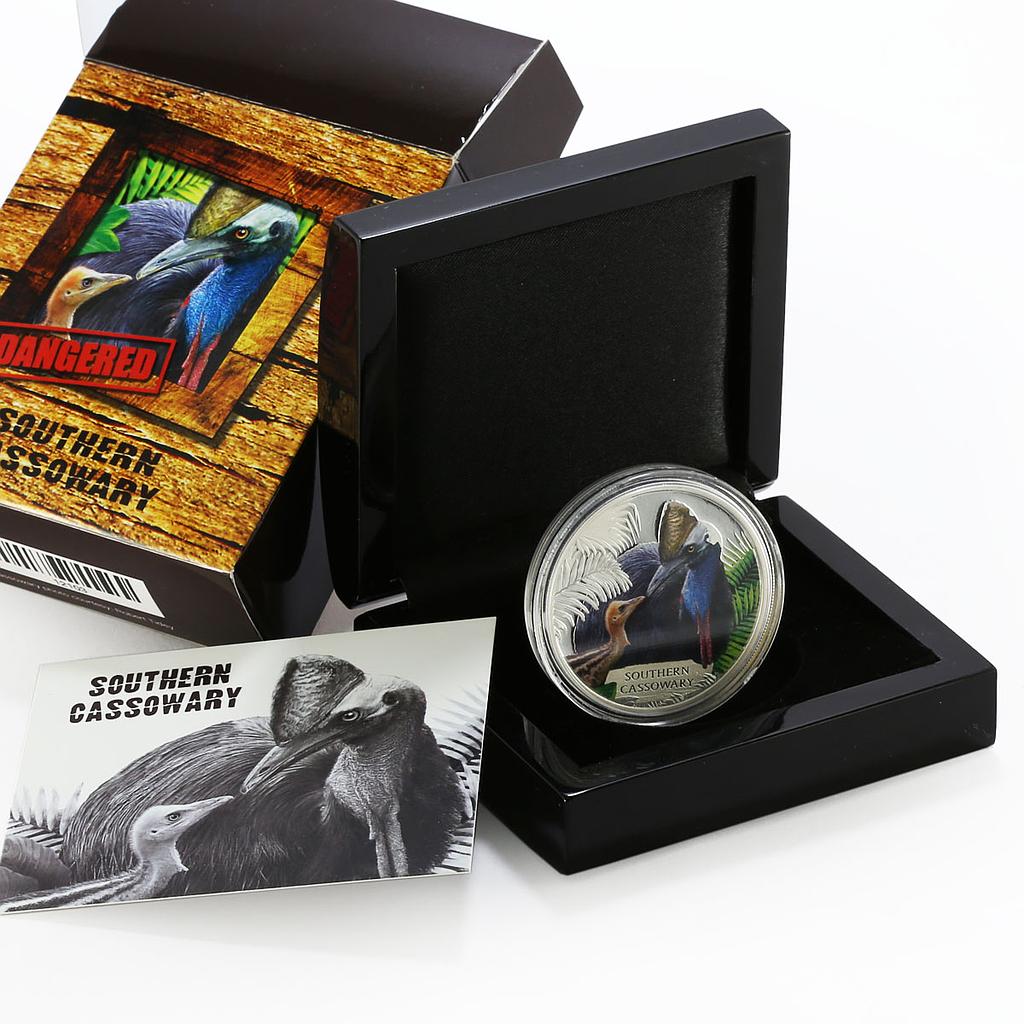 Tuvalu 1 dollar Endangered Wildlife series Southern Cassowary silver coin 2016