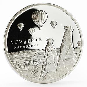 Turkey 20 lira Ankara Parliament Cappadocia Air Balloons proof silver coin 2015