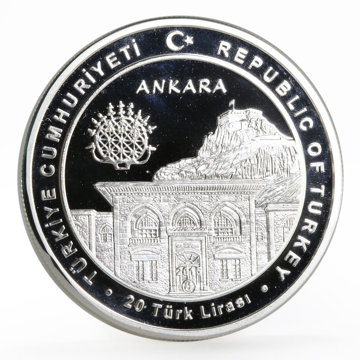 Turkey 20 lira Ankara Parliament Building Air Balloons proof silver coin 2015