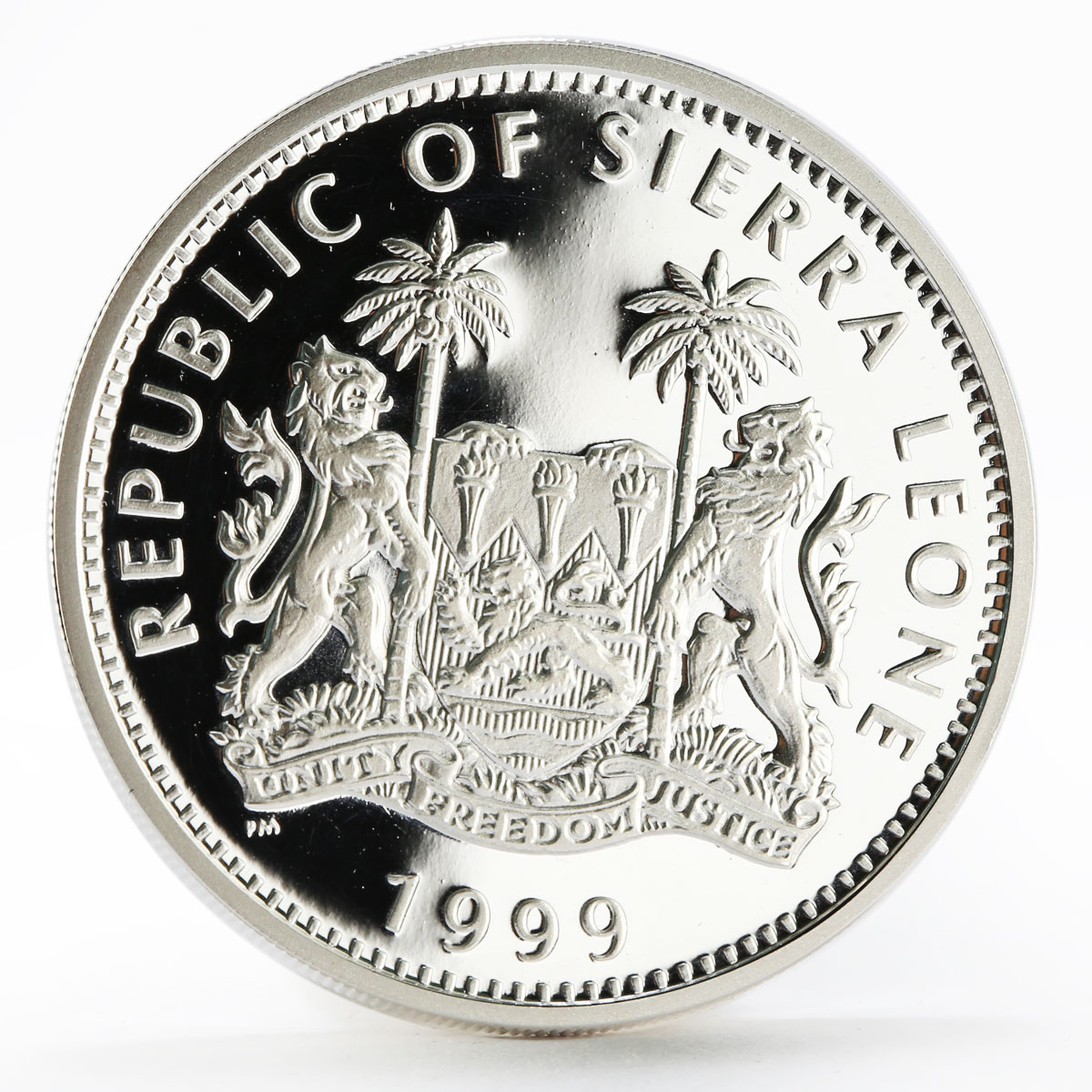 Sierra Leone 10 dollars English Naturalist Charles Darwin proof silver coin 1999