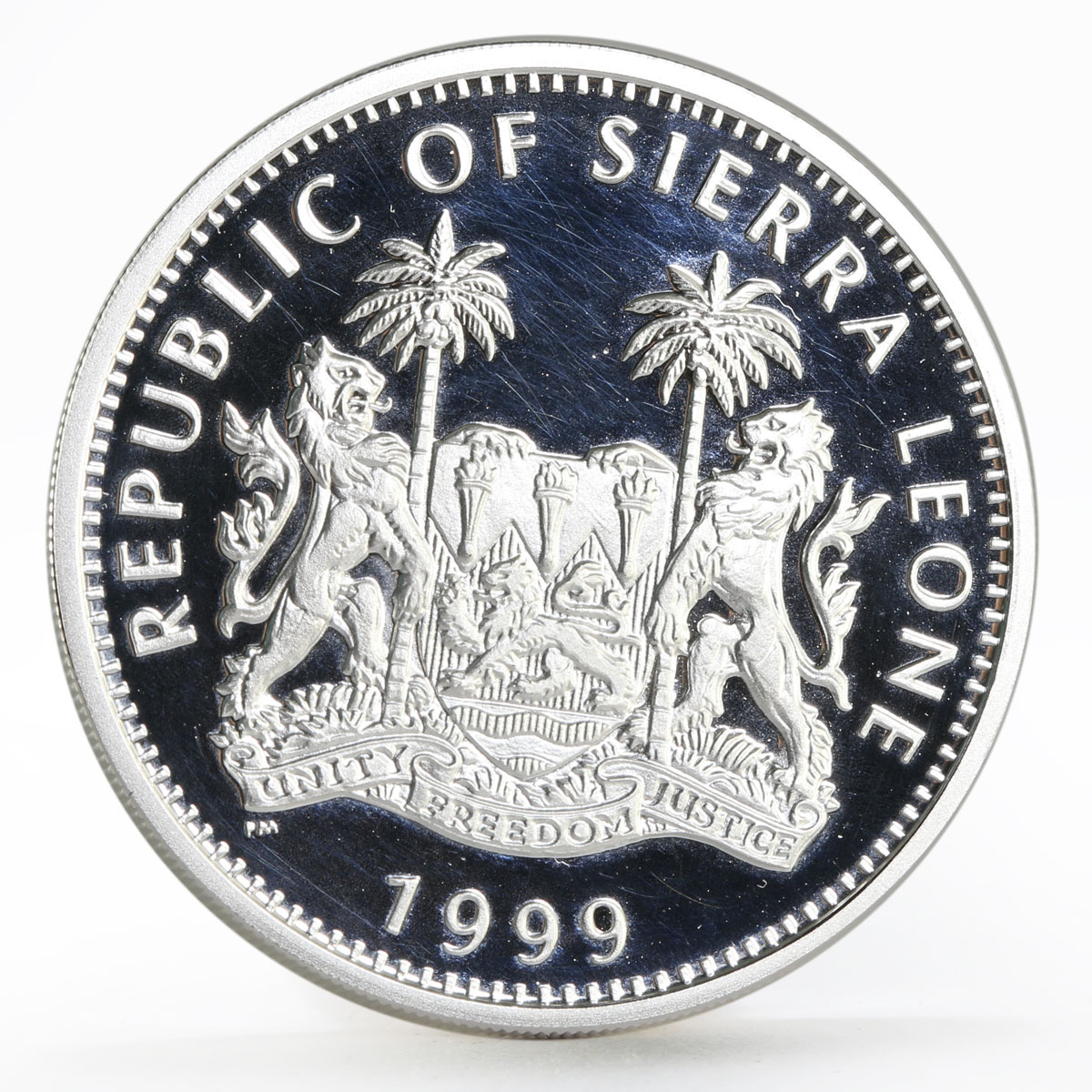 Sierra Leone 10 dollars English Naturalist Charles Darwin proof silver coin 1999