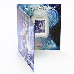 Niue 2 dollars Zodiac Signs series Aquarius colored proof silver coin 2012