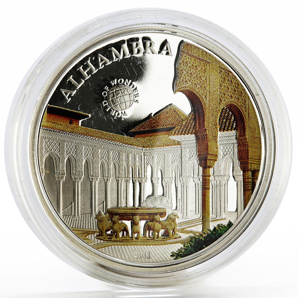 Palau 5 dollars World of Wonders Alhambra Park Architecture silver coin 2011