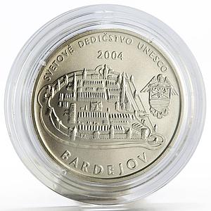 Slovakia 200 korun World Heritage series The Bardejov City View silver coin 2004
