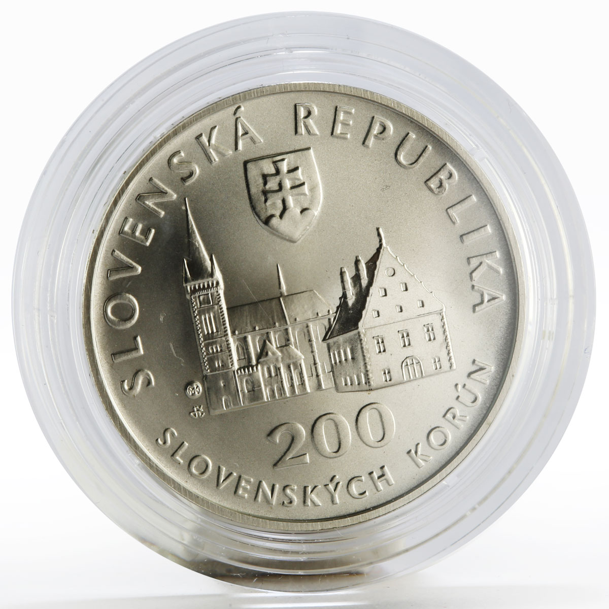 Slovakia 200 korun World Heritage series The Bardejov City View silver coin 2004